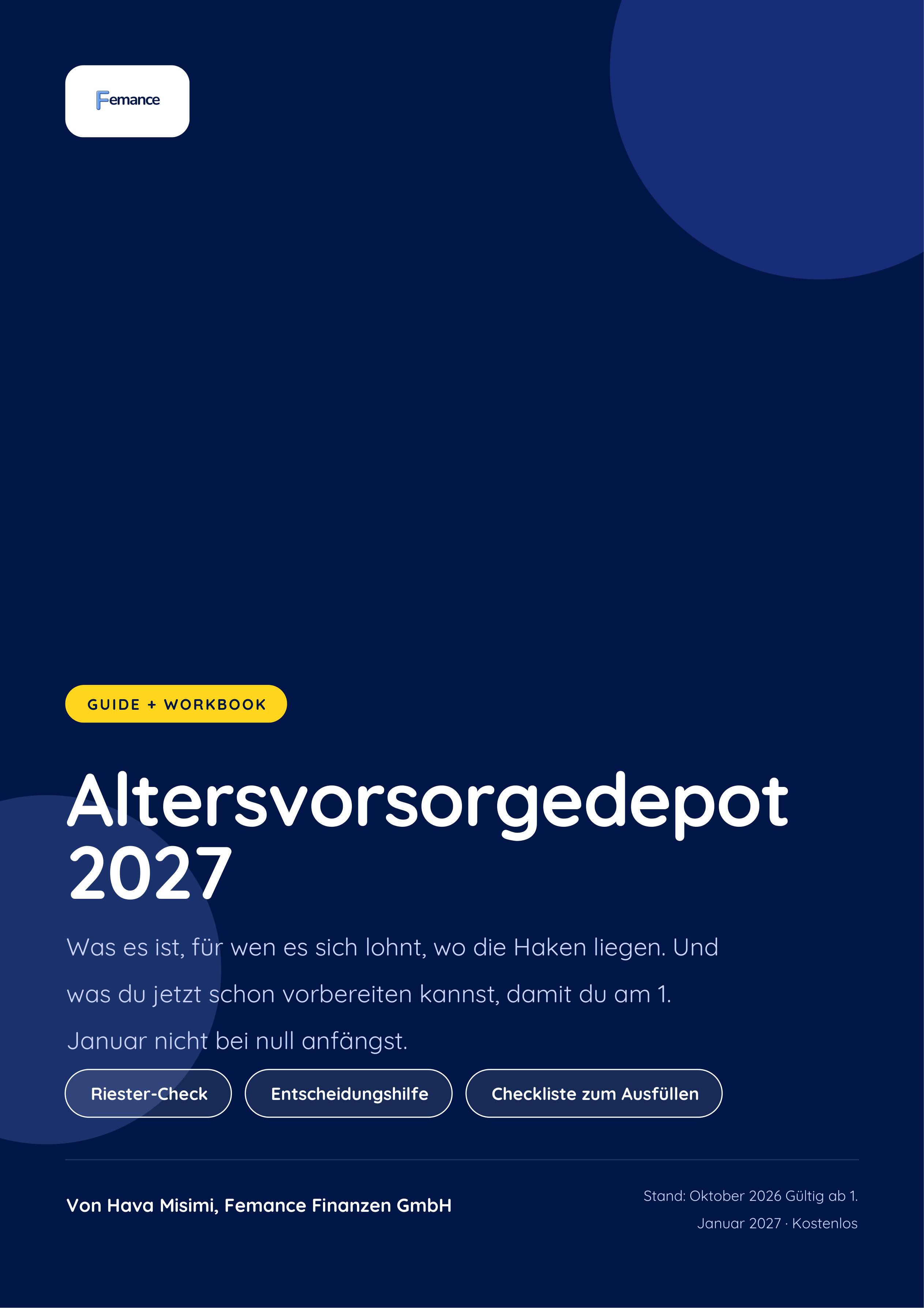 Originaltitel des Femance Guides Altersvorsorgedepot 2027 von Hava Misimi